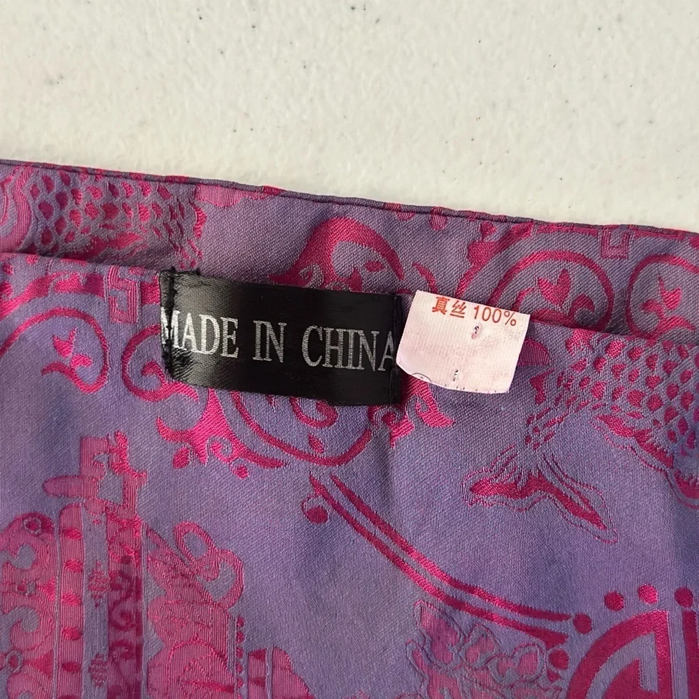Purple & Pink 100% Silk Jacquard Wrap / Scarf – 55” x 10.5”